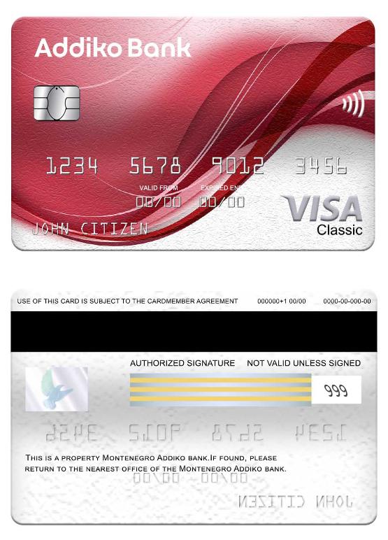 Montenegro Addiko Bank visa classic card